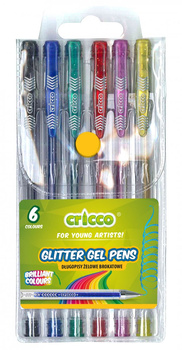 CRICCO Glitzer-Gelstifte, 6 Farben, Etuis